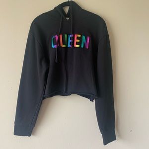 Say What? Queen Cropped Hoodie | XL